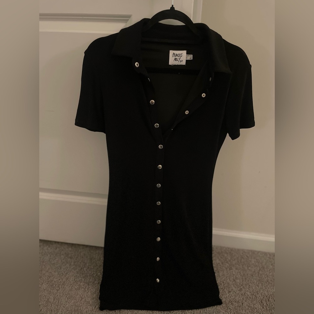 Princess Polly Short Sleeve Mini Black Dress